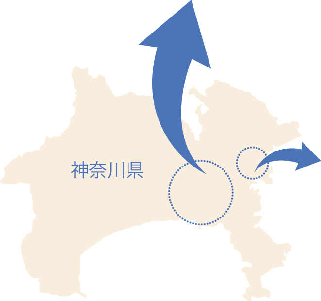 神奈川県内での位置関係図